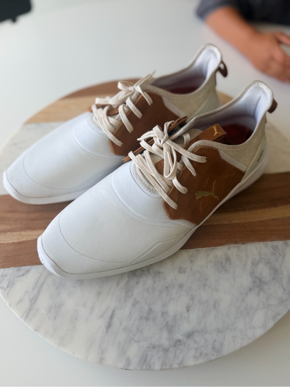 Puma Ignite Men’s White and Brown Golf Shoes